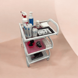 3 Tier Pink White Metal Trolley - MasksńMore
