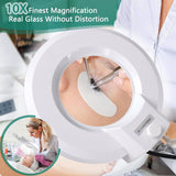 10X Magnifying Glass with Light and Stand, Floor Lamp with 5 Wheels