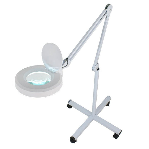 10X Magnifying Glass with Light and Stand, Floor Lamp with 5 Wheels