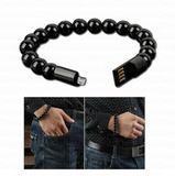 Black Phone Charger Cable Wristband Bracelet