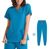 Esthetician Uniform Scrubs Jogger Uniform Set - MasksńMore
