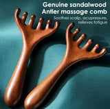 Natural Sandalwood Antler Massage 6 Claw Comb - MasksńMore