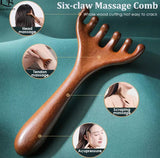 Natural Sandalwood Antler Massage 6 Claw Comb - MasksńMore