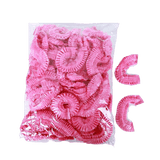 Pink Disposable Plastic Hair Caps 100pcs - MasksńMore